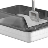 Maxbell Cat Litter Box Litter Tray Open Top Semi Enclosed Durable 18L Large Capacity White