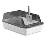 Maxbell Cat Litter Box Litter Tray Open Top Semi Enclosed Durable 18L Large Capacity White
