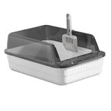 Maxbell Cat Litter Box Litter Tray Open Top Semi Enclosed Durable 18L Large Capacity White