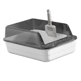 Maxbell Cat Litter Box Litter Tray Open Top Semi Enclosed Durable 18L Large Capacity White