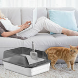 Maxbell Cat Litter Box Litter Tray Open Top Semi Enclosed Durable 18L Large Capacity White