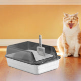 Maxbell Cat Litter Box Litter Tray Open Top Semi Enclosed Durable 18L Large Capacity White