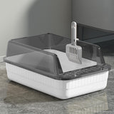 Maxbell Cat Litter Box Litter Tray Open Top Semi Enclosed Durable 18L Large Capacity White