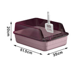 Maxbell Cat Litter Box Litter Tray Open Top Semi Enclosed Durable 18L Large Capacity Pink