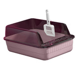 Maxbell Cat Litter Box Litter Tray Open Top Semi Enclosed Durable 18L Large Capacity Pink