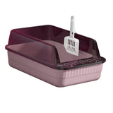 Maxbell Cat Litter Box Litter Tray Open Top Semi Enclosed Durable 18L Large Capacity Pink