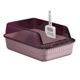 Maxbell Cat Litter Box Litter Tray Open Top Semi Enclosed Durable 18L Large Capacity Pink