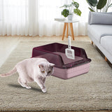 Maxbell Cat Litter Box Litter Tray Open Top Semi Enclosed Durable 18L Large Capacity Pink