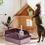 Maxbell Cat Litter Box Litter Tray Open Top Semi Enclosed Durable 18L Large Capacity Pink