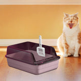 Maxbell Cat Litter Box Litter Tray Open Top Semi Enclosed Durable 18L Large Capacity Pink
