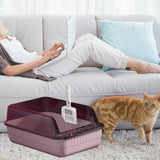 Maxbell Cat Litter Box Litter Tray Open Top Semi Enclosed Durable 18L Large Capacity Pink