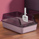 Maxbell Cat Litter Box Litter Tray Open Top Semi Enclosed Durable 18L Large Capacity Pink
