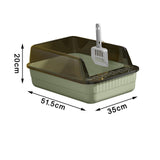 Maxbell Cat Litter Box Litter Tray Open Top Semi Enclosed Durable 18L Large Capacity Lime Green