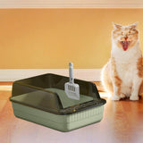 Maxbell Cat Litter Box Litter Tray Open Top Semi Enclosed Durable 18L Large Capacity Lime Green