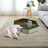 Maxbell Cat Litter Box Litter Tray Open Top Semi Enclosed Durable 18L Large Capacity Lime Green