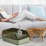 Maxbell Cat Litter Box Litter Tray Open Top Semi Enclosed Durable 18L Large Capacity Lime Green