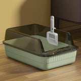 Maxbell Cat Litter Box Litter Tray Open Top Semi Enclosed Durable 18L Large Capacity Lime Green