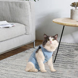 Maxbell Cat Recovery Suit Outfits Prevent Licking Pets Clothes for After Spay Kitten Blue M
