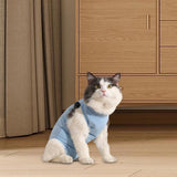 Maxbell Cat Recovery Suit Outfits Prevent Licking Pets Clothes for After Spay Kitten Blue L