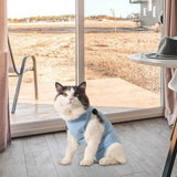 Maxbell Cat Recovery Suit Outfits Prevent Licking Pets Clothes for After Spay Kitten Blue L