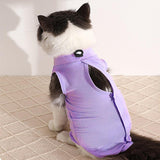 Maxbell Cat Recovery Suit Outfits Prevent Licking Pets Clothes for After Spay Kitten Purple M