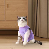 Maxbell Cat Recovery Suit Outfits Prevent Licking Pets Clothes for After Spay Kitten Purple M