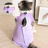 Maxbell Cat Recovery Suit Outfits Prevent Licking Pets Clothes for After Spay Kitten Purple L