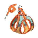 Maxbell Cat Harness and Leash Set Escape Proof Lightweight Soft Padded Kitty Harness S Orange and Green