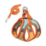 Maxbell Cat Harness and Leash Set Escape Proof Lightweight Soft Padded Kitty Harness M Orange and Green