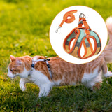 Maxbell Cat Harness and Leash Set Escape Proof Lightweight Soft Padded Kitty Harness M Orange and Green