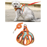 Maxbell Cat Harness and Leash Set Escape Proof Lightweight Soft Padded Kitty Harness M Orange and Green