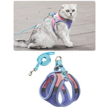Maxbell Cat Harness and Leash Set Escape Proof Lightweight Soft Padded Kitty Harness S Blue and Pink