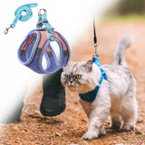 Maxbell Cat Harness and Leash Set Escape Proof Lightweight Soft Padded Kitty Harness M Blue and Pink
