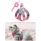 Maxbell Cat Harness and Leash Set Escape Proof Lightweight Soft Padded Kitty Harness S Pink and Green