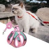 Maxbell Cat Harness and Leash Set Escape Proof Lightweight Soft Padded Kitty Harness M Pink and Green