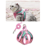 Maxbell Cat Harness and Leash Set Escape Proof Lightweight Soft Padded Kitty Harness M Pink and Green