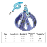 Maxbell Cat Harness and Leash Set Escape Proof Lightweight Soft Padded Kitty Harness M Blue