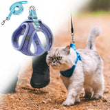 Maxbell Cat Harness and Leash Set Escape Proof Lightweight Soft Padded Kitty Harness L Blue