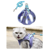 Maxbell Cat Harness and Leash Set Escape Proof Lightweight Soft Padded Kitty Harness L Blue