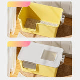 Maxbell Pet Litter Tray Litter Pan Cage Kitty Easy to Clean Open Top Cats Litter Box Yellow