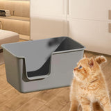 Maxbell Pet Litter Tray Litter Pan Cage Kitty Easy to Clean Open Top Cats Litter Box Gray
