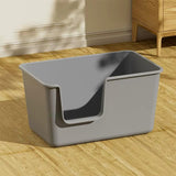 Maxbell Pet Litter Tray Litter Pan Cage Kitty Easy to Clean Open Top Cats Litter Box Gray