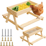 Maxbell Wood Poultry Chicken Table Feeder DIY Kit Metal Mesh Bottom for Wild Animals