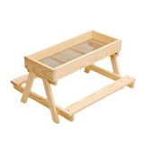 Maxbell Wood Poultry Chicken Table Feeder DIY Kit Metal Mesh Bottom for Wild Animals