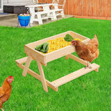 Maxbell Wood Poultry Chicken Table Feeder DIY Kit Metal Mesh Bottom for Wild Animals