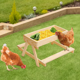 Maxbell Wood Poultry Chicken Table Feeder DIY Kit Metal Mesh Bottom for Wild Animals