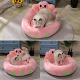 Maxbell Round Warm Cat Beds Self Warming Dog Cat Bed for Small Pet Kitten Pomeranian Pink