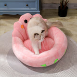 Maxbell Round Warm Cat Beds Self Warming Dog Cat Bed for Small Pet Kitten Pomeranian Pink