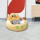 Maxbell Round Warm Cat Beds Self Warming Dog Cat Bed for Small Pet Kitten Pomeranian Yellow