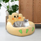 Maxbell Round Warm Cat Beds Self Warming Dog Cat Bed for Small Pet Kitten Pomeranian Yellow